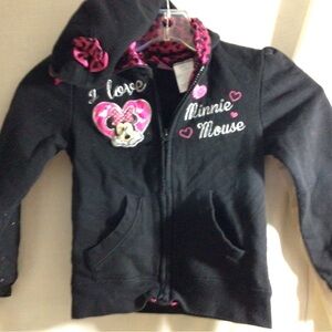 Disney Black and Pink Minnie Mouse Zip Hoodie